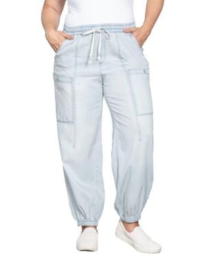 Standards & Practices Low Slung Denim Cargo Sweatpants - Blue