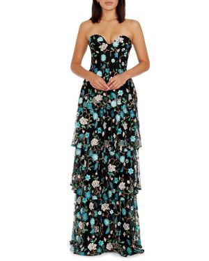 chinese dress ladies Dress The Population Kacey Strapless Midi Dress - Black