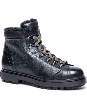 Santoni Genuine Shearling Lug Sole Boot - Blue