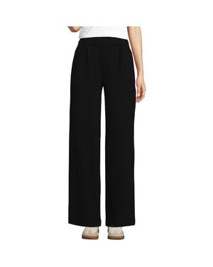 Lands' End Knit High Rise Pleated Wide Leg Pants - Black