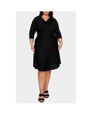 L I V D Amoretti Cowl Neck Flare Dress - Black