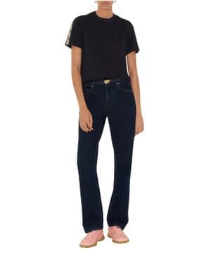 Burberry Check Trim Cotton T-Shirt - Black