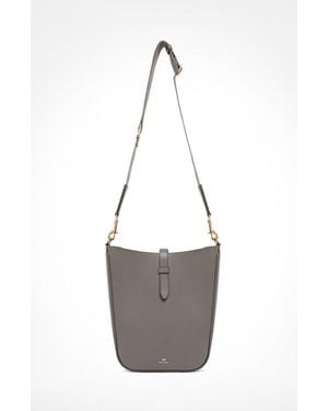 Aviteur Gigi Signature Weave Calfskin Shoulder Bag - Gray