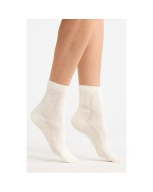 Casa Clara Bow Cotton Quarter Socks - Natural