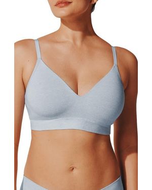Thirdlove Seamless Stretch Cotton Blend Wireless Bra - Blue
