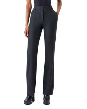 Akris Marilyn High Waist Wool & Silk Flannel Pants - Blue
