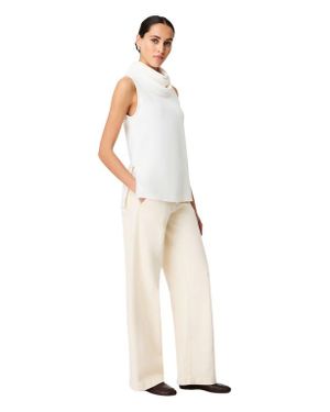Another Tomorrow Cowl Neck Blouse - White