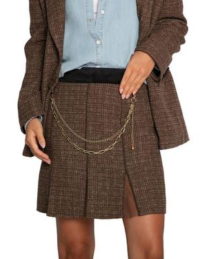 Belle & Bloom Set Me Free Tweed Skirt - Brown