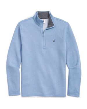 Brooks Brothers Heathered Piqué Half Zip Pullover - Blue