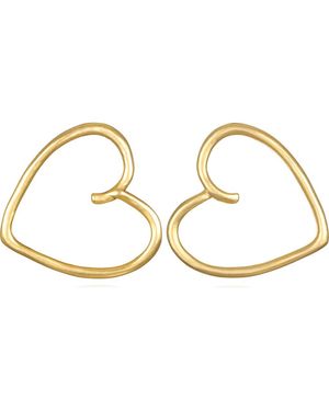 Sequin Sculpted Heart Stud Earrings - Metallic