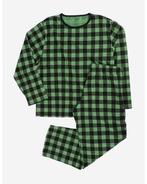 Leveret Cotton Plaid Matching Family Holiday Pajamas - Green