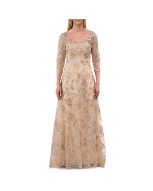 La Femme Lace Mother Of The Bride Gown With V Neckline - Natural