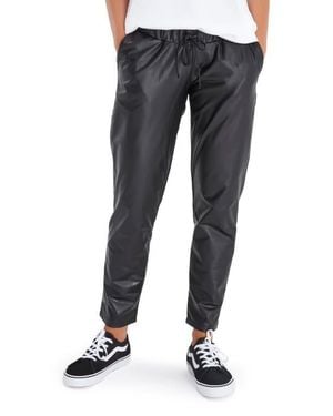 Accouchée Foldover Waistband Faux Leather Maternity Pants - Black