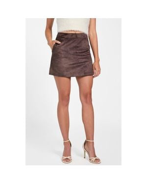 Guess Camryn Faux Suede Miniskirt - Brown