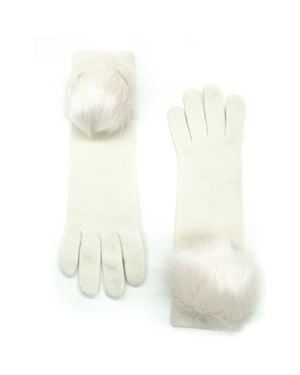 Portolano Cashmere Gloves With Pom - White