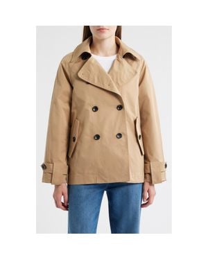 BCBGMAXAZRIA Double Breasted Short Trench Coat - Natural