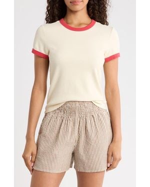 Marine Layer Lexi Rib Ringer T-Shirt - Pink