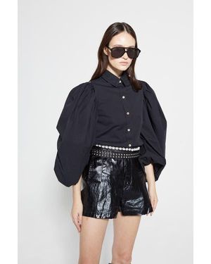 Lanhtropy Frida Metallic Linen Shorts - Blue