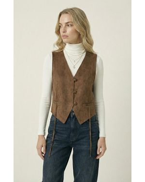 Modenaire Faux Suede Vest - Natural