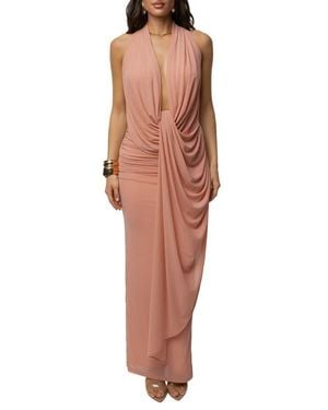 JLUXLABEL Alaina Plunge Maxi Dress - Orange