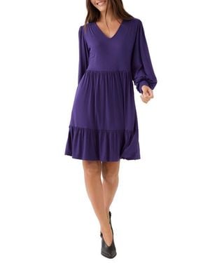 Karen Kane Tiered Long Sleeve Dress - Purple