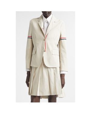 Thom Browne Tricolor Armband Relaxed Fit Cotton Sport Coat - Natural