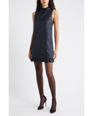 Chelsea28 Bow Back Floral Brocade Minidress - Blue