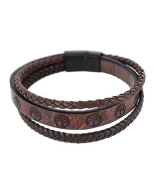 Trafalgar Heritage Oak Tree Leather Tri-Stranded Leather Bracelet - Brown