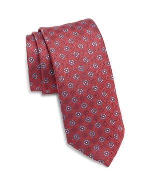 Canali Floral Silk Tie - Red