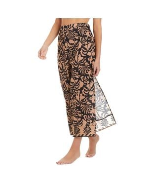 Sanctuary Side Slit Crop Cotton Cover-Up Pants - Brown
