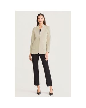 Misook Tailored Luxestretch Ponte Single Button Blazer - Natural