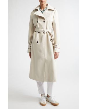 Eleventy Double Breasted Water Resistant Trench Coat - Natural