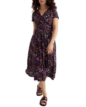 Seasalt Cornwall Chapelle Floral Organic Cotton Jersey Midi Dress - Purple