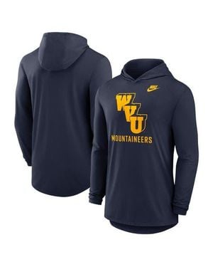 Nike West Virginia Mountaineers Legacy Tri-Blend Dri-Fit Long Sleeve Hoodie T-Shirt - Blue