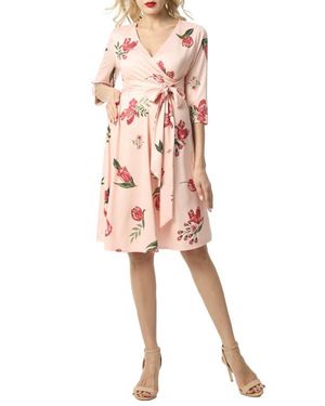 Kimi + Kai Ashley Floral Faux Wrap Maternity Dress - Pink