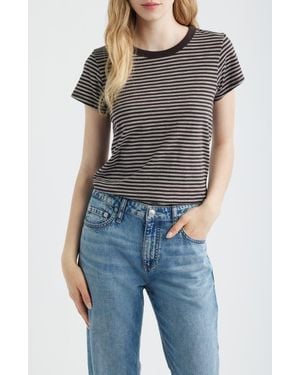 Rag & Bone The Stripe Organic Pima Cotton Slub T-Shirt - Blue