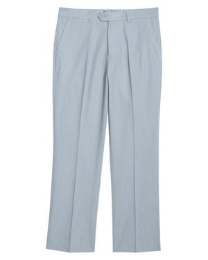 Percival Tailored Fit Flat Front Linen & Cotton Suit Pants - Blue