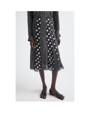 Junya Watanabe Polka Dot Georgette Midi Skirt - Black
