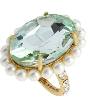 Kurt Geiger Oval Stone Faux Pearl Cocktail Ring - Metallic