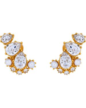 Oscar de la Renta Crystal & Faux Clip-On Ear Crawler Earrings - Blue
