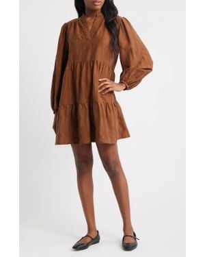 FRNCH Sarrasin Long Sleeve Tiered Dress - Brown