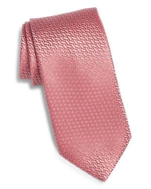 Canali Geometric Silk Tie - Pink
