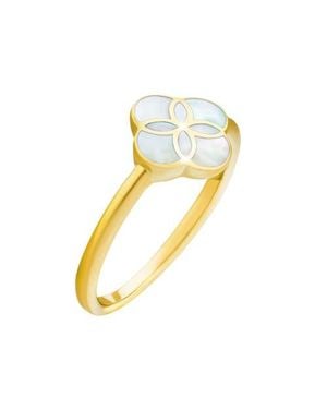 Jan Leslie Sterling With 18K Overlay And Gemstones Single Petal Ring - Metallic