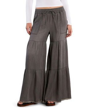 Billy T Fancy Cotton Blend Tiered Pants - Gray