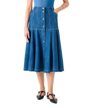 Akris Punto Stretch Denim Tiered Skirt - Blue