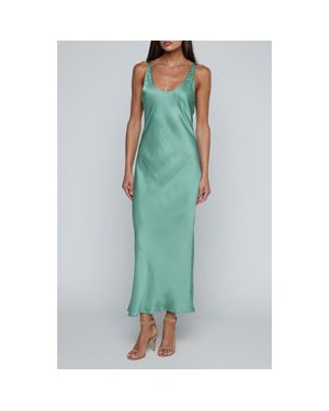 L'Agence Akiya Satin Tank Maxi Dress - Green