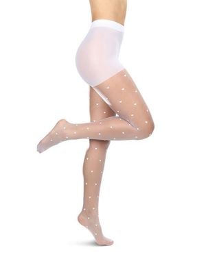 Memoi Mini Heart Sheer Tights - Pink