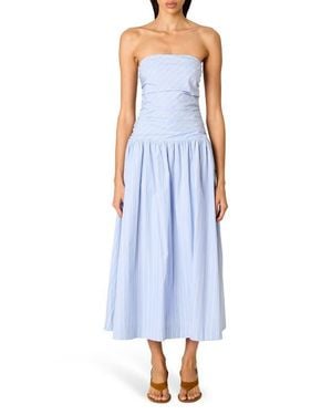 Nia Mulholland Strapless Cotton Midi Dress - Blue