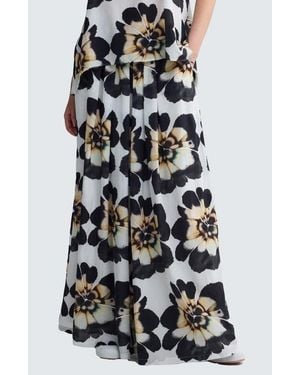 Luukaa Elvina Floral Print Wide-Leg Pants - Natural