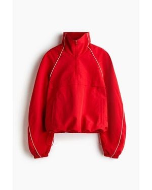 H&M Oversized Nylon Popover Jacket - Red
